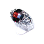 Statement Garnet ring 925 sterling silver size 7 1/2, Handmade ring, single copy, sterling silver, Garnet ring,  silver ring, red gemstone