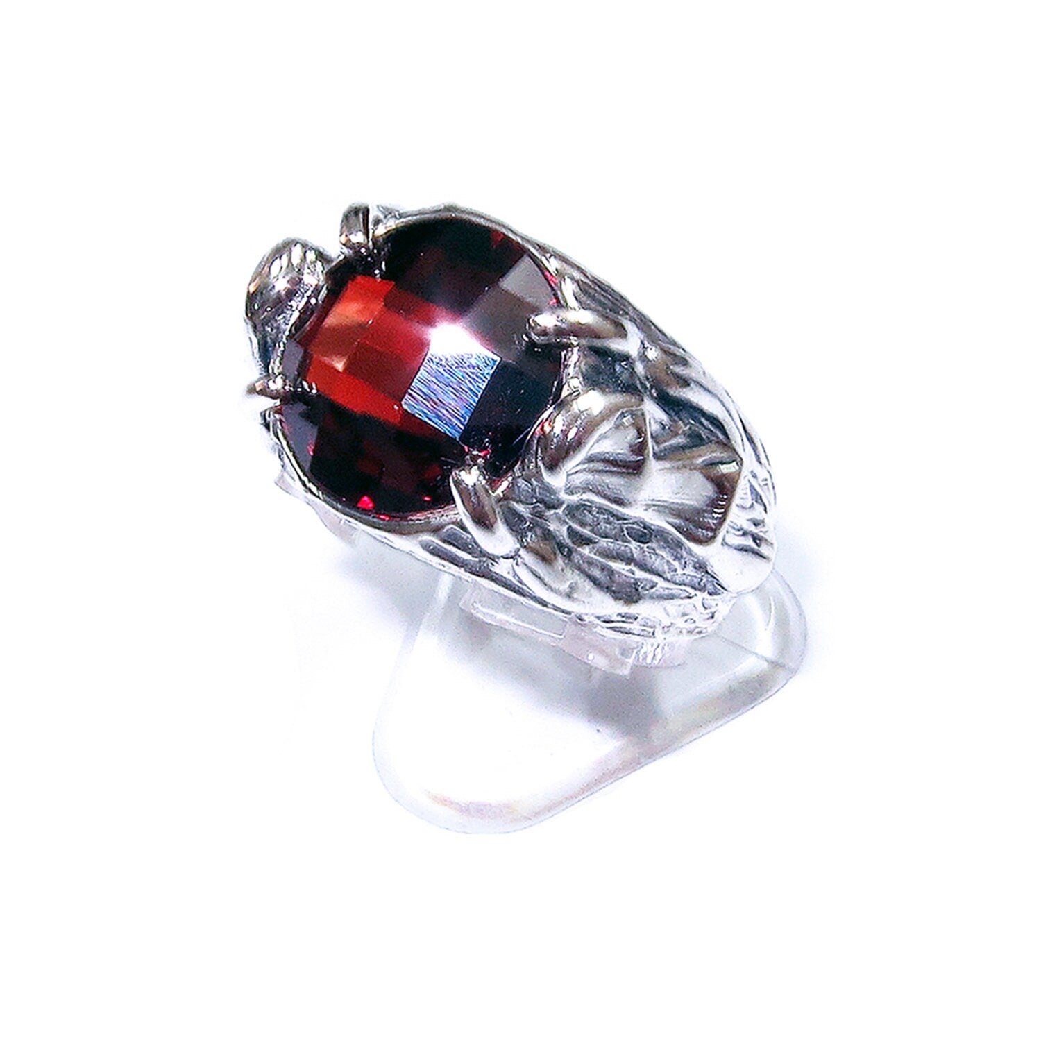 Statement Garnet ring 925 sterling silver size 7 1/2, Handmade ring, single copy, sterling silver, Garnet ring,  silver ring, red gemstone