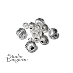 925 Sterling Silver Corrugated Round shiny Beads size 3 - 10 mm, Corrugated Beads, Jewelry making, Silver beads, Sterling silver - 1 piece
