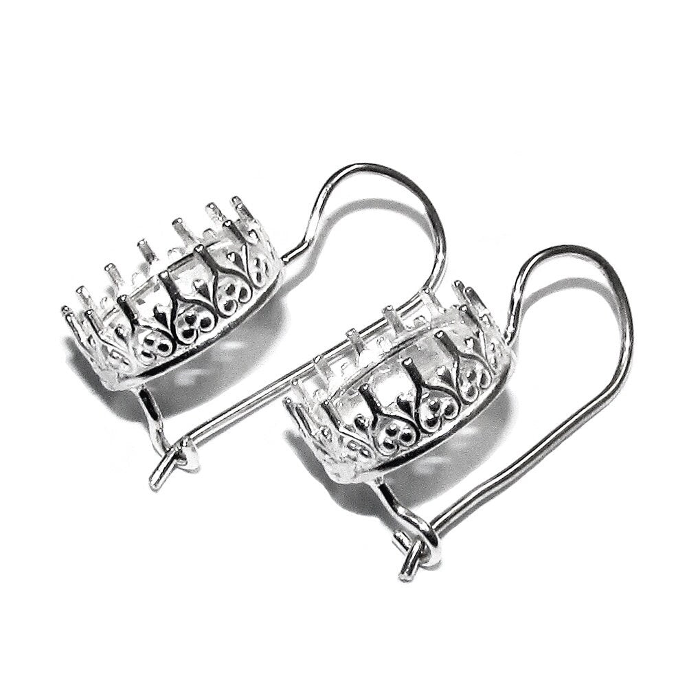 10 mm 925 sterling silver blank earrings with bezel cup, Setting, bezel cup, 925 silver, base earrings, Jewelry making - 1 pair (2 piece)