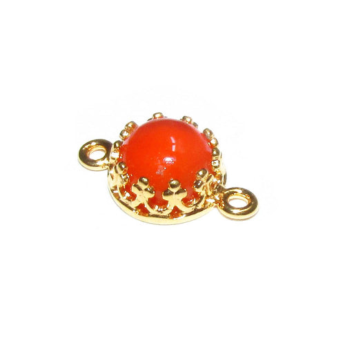 14K Gold Filled natural carnelian round Link Connector size 14x7 mm, Natural carnelian gold filled link, Jewelry making, Connector - 1 piece