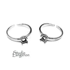 925 sterling silver open blank ring with 4-Prong Setting 6x4 mm, silver ring, Jewelry making, base ring, Setting, Ring mounting - 1 piece