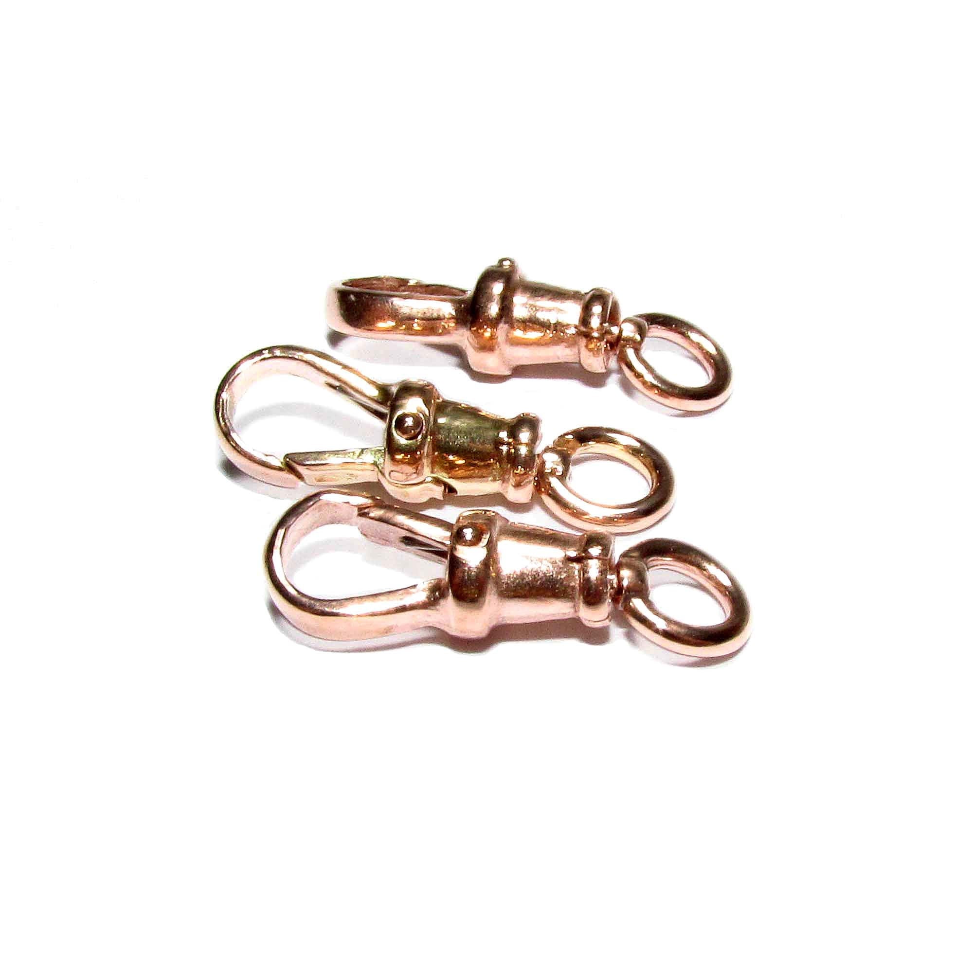 14K Rose solid Gold Albert swivel clasp 19mm with open ring, Solid Gold clasp, Albert clasp, 14K Solid gold, Jewelry making - 1 piece