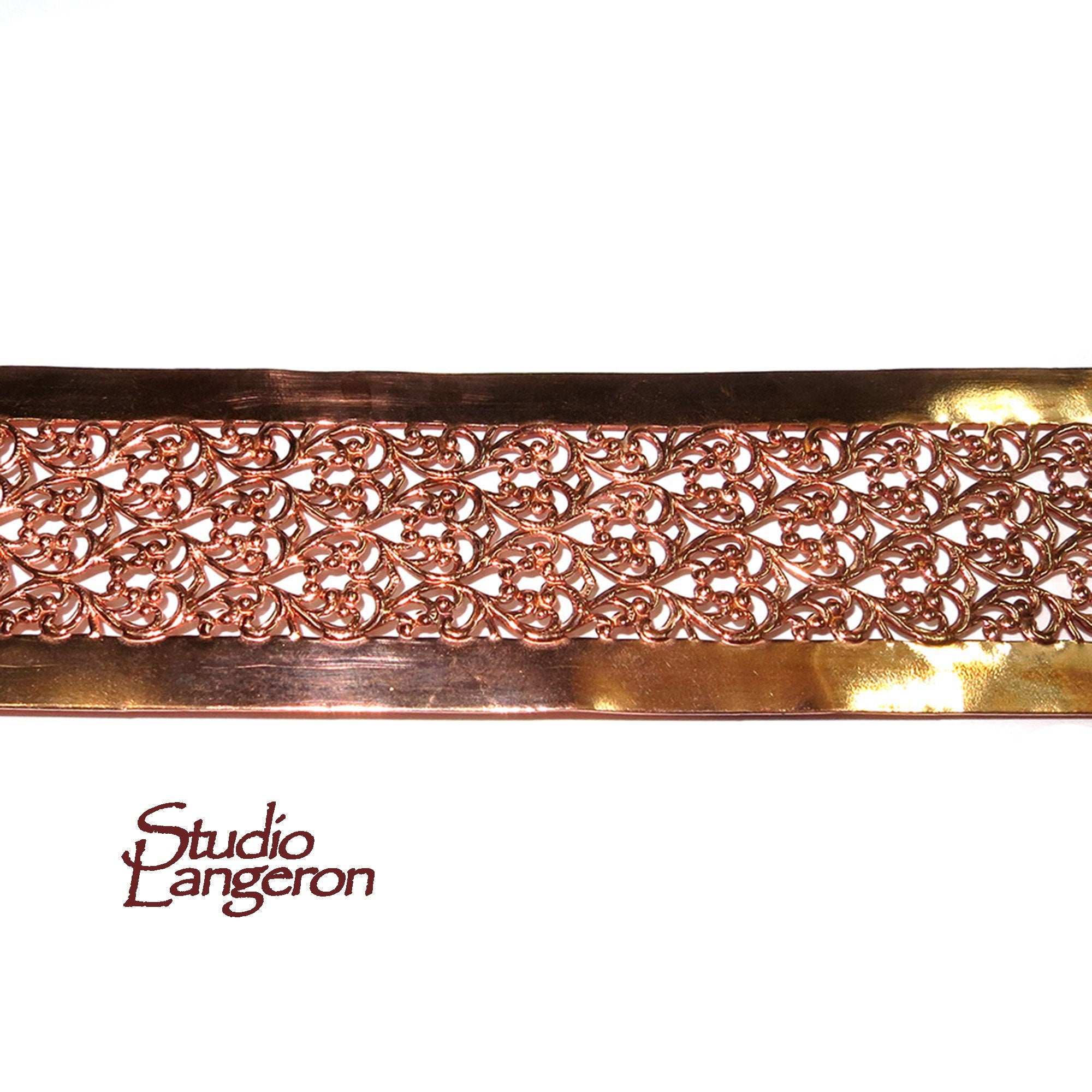 Natural Copper Bezel wire, Gallery wire, Gallery ribbon, Gallery pattern, Copper, Jewelry making, Setting, Copper wire  - 4 inch (10 cm)