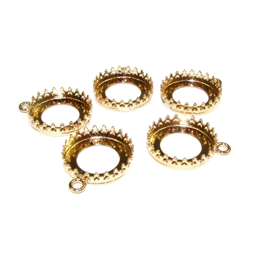 14K Yellow gold filled Round Bezel Cup size 16 mm, Bezel cup, Setting, Gold Filled bezel cup, Jewelry making, Mounting - 1 piece