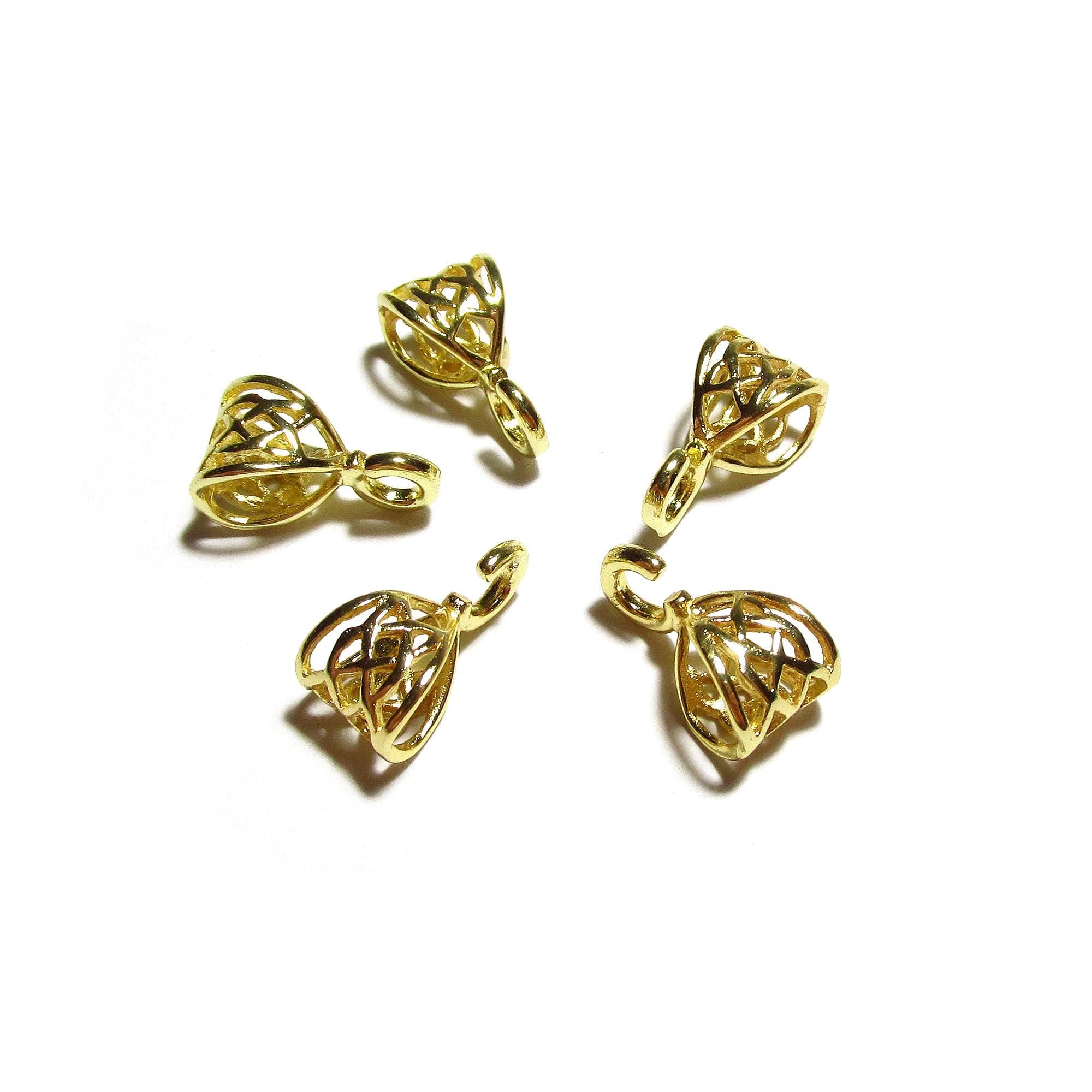 14K Gold filled delicate filigree Pendant Bails with hook, Bail with hook, Gold filled Bail, Jewelry making, Bail findings - 1 piece
