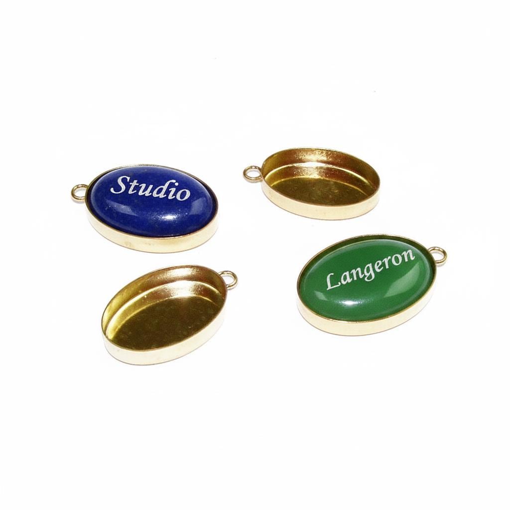 14K Yellow gold filled Oval Bezel Cup size 4x6 - 18x25 mm, Oval Bezel cup, Jewelry making, Setting, Gold Filled bezel cup - 1 piece