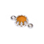 925 Sterling Silver natural yellow chalcedony round Link Connector size 14x7 mm, chalcedony silver link, Jewelry making, Connector - 1 piece
