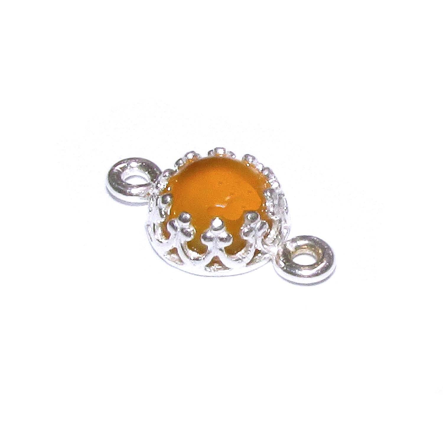 925 Sterling Silver natural yellow chalcedony round Link Connector size 14x7 mm, chalcedony silver link, Jewelry making, Connector - 1 piece