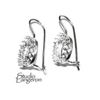 925 sterling silver blank earrings with oval bezel cup size 6x8-13x18 mm, model 1023, Jewelry making, Setting, bezel cup - 1 pair (2 pieces)