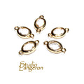 14K Gold Filled White crystal oval Link Connector size 14.0x7.5mm, White crystal gold filled link, Link connector, Jewelry making - 1 piece