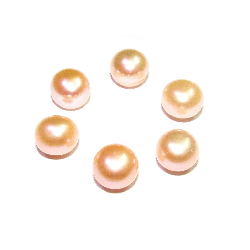 8 mm peach pearls half-drilled Cabochon, Natural Pearl, peach  pearls Gemstone, Round pearl, Jewelry making, ring, earrings - 1 piece