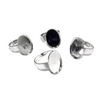 5 pcs Ring Blank with bezel cup 13x18 mm, Silver Tone Base, Ring bases, Jewelry making, Silver plated, bezel cup, Silver plated ring