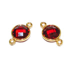 14K Gold Filled Checkerboard Garnet Round Link Connector size 15x9 mm, Jewelry making, Garnet gold filled link, Link connector - 1 piece