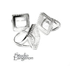 16x16 mm 925 sterling silver blank ring with square bezel cup size 5, 6, 7, 8, silver ring, base ring, jewelry making, bezel cup - 1 piece