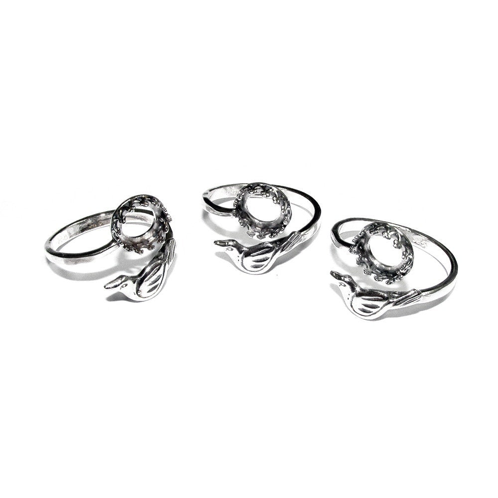 925 sterling silver open blank ring with bezel cup 8 mm, bezel cup, silver ring, base ring, Jewelry making, Setting, Blank ring - 1 piece