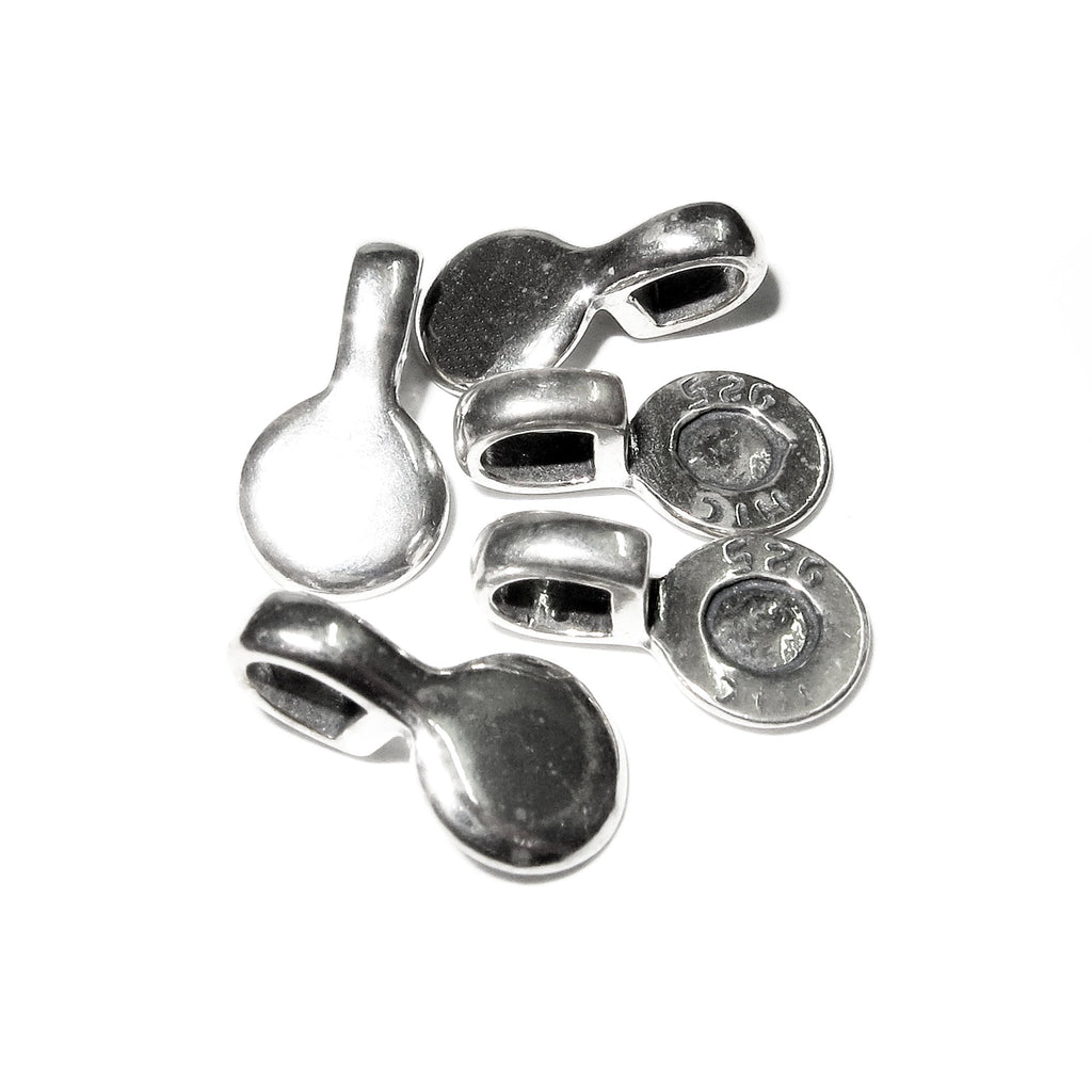 925 Sterling silver small round Glue-on Flat Pad Pendant Bails, Silver Bail, Jewelry making, Bail findings, Bail silver - 1 piece