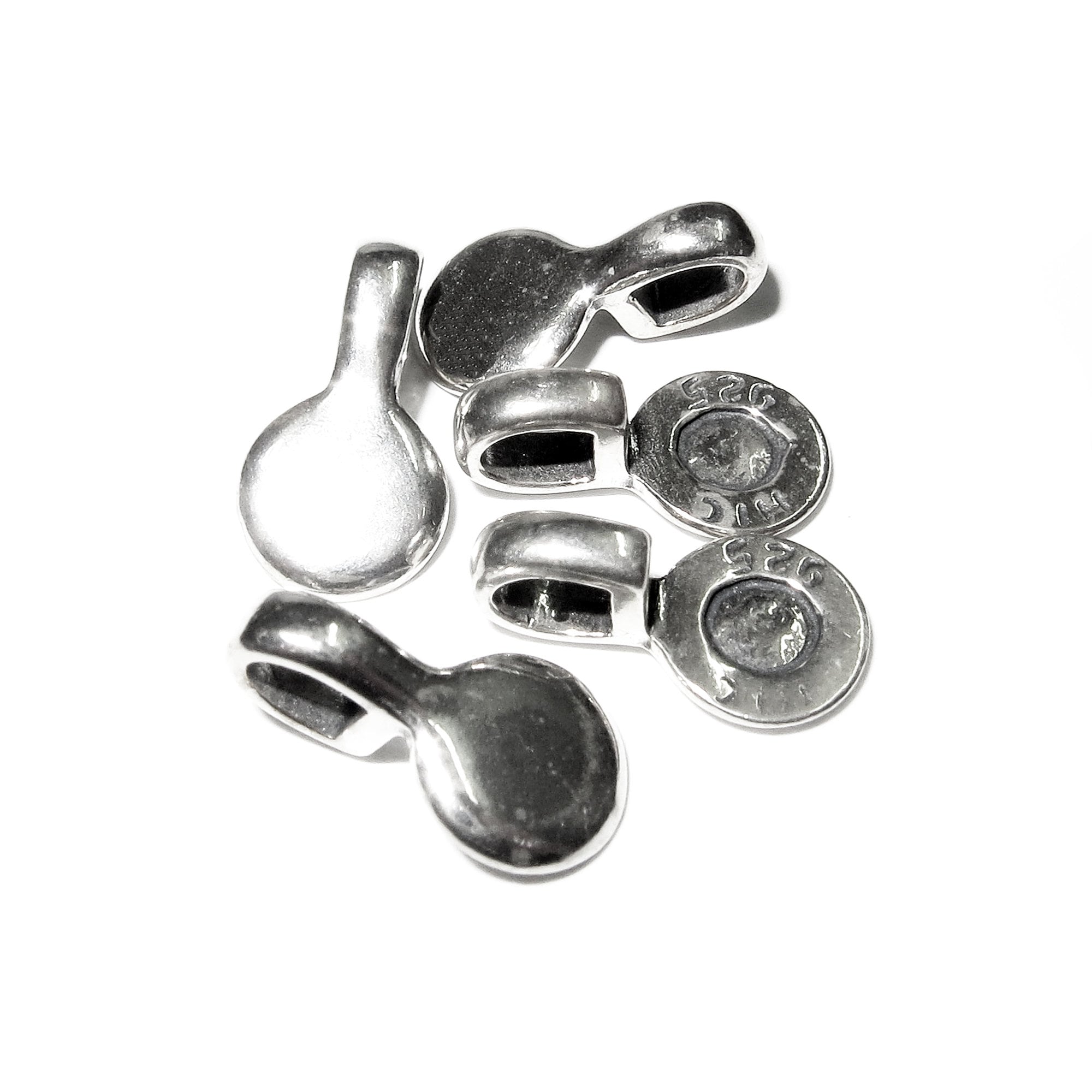925 Sterling silver small round Glue-on Flat Pad Pendant Bails, Silver Bail, Jewelry making, Bail findings, Bail silver - 1 piece