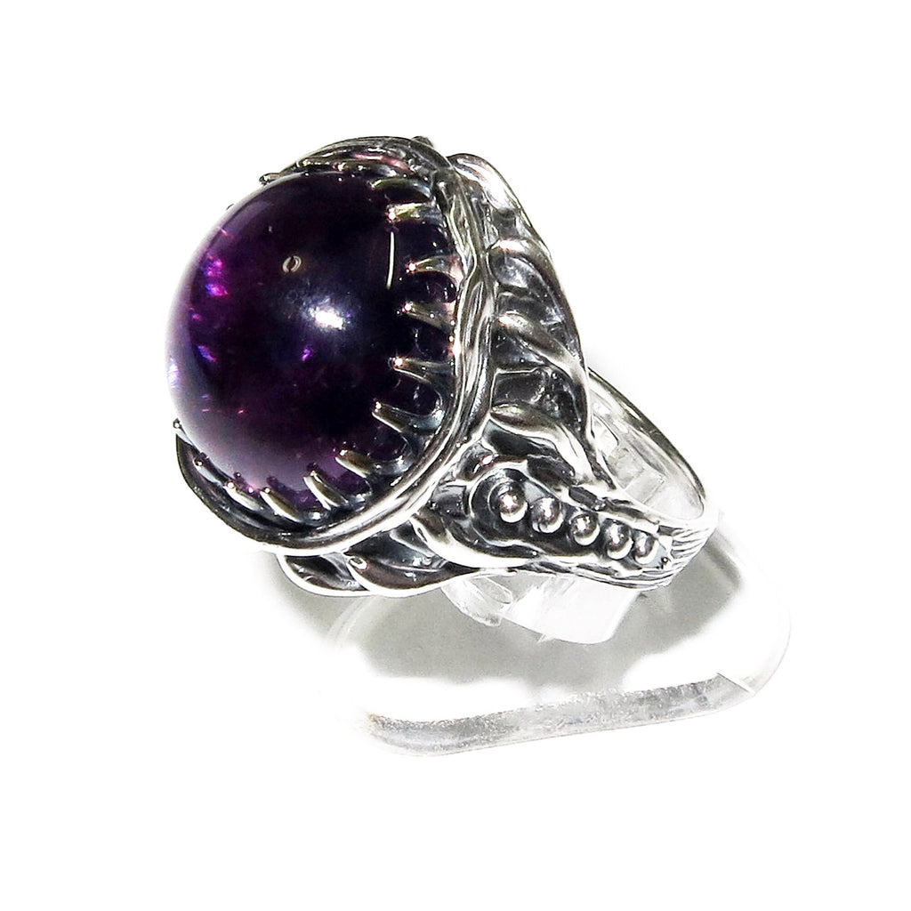 Statement amethyst ring 925 sterling silver size 7, Handmade ring, single copy, 925 sterling silver, Natural amethyst, silver ring, gemstone