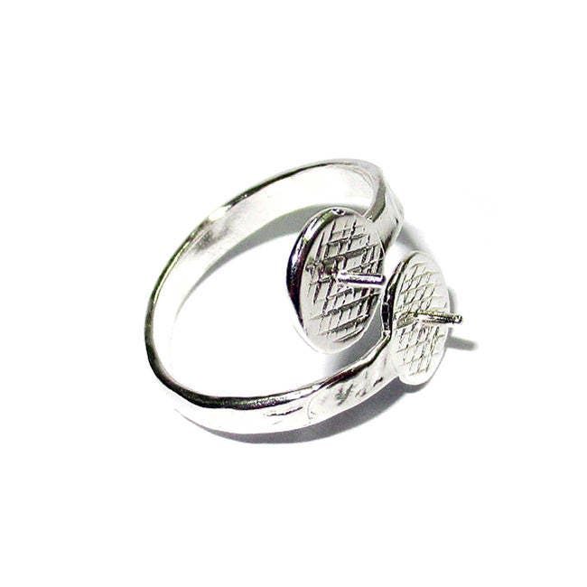 925 sterling silver open blank ring with two platform with pin for beads, silver ring, base ring, Jewelry making, setting - 1 piece