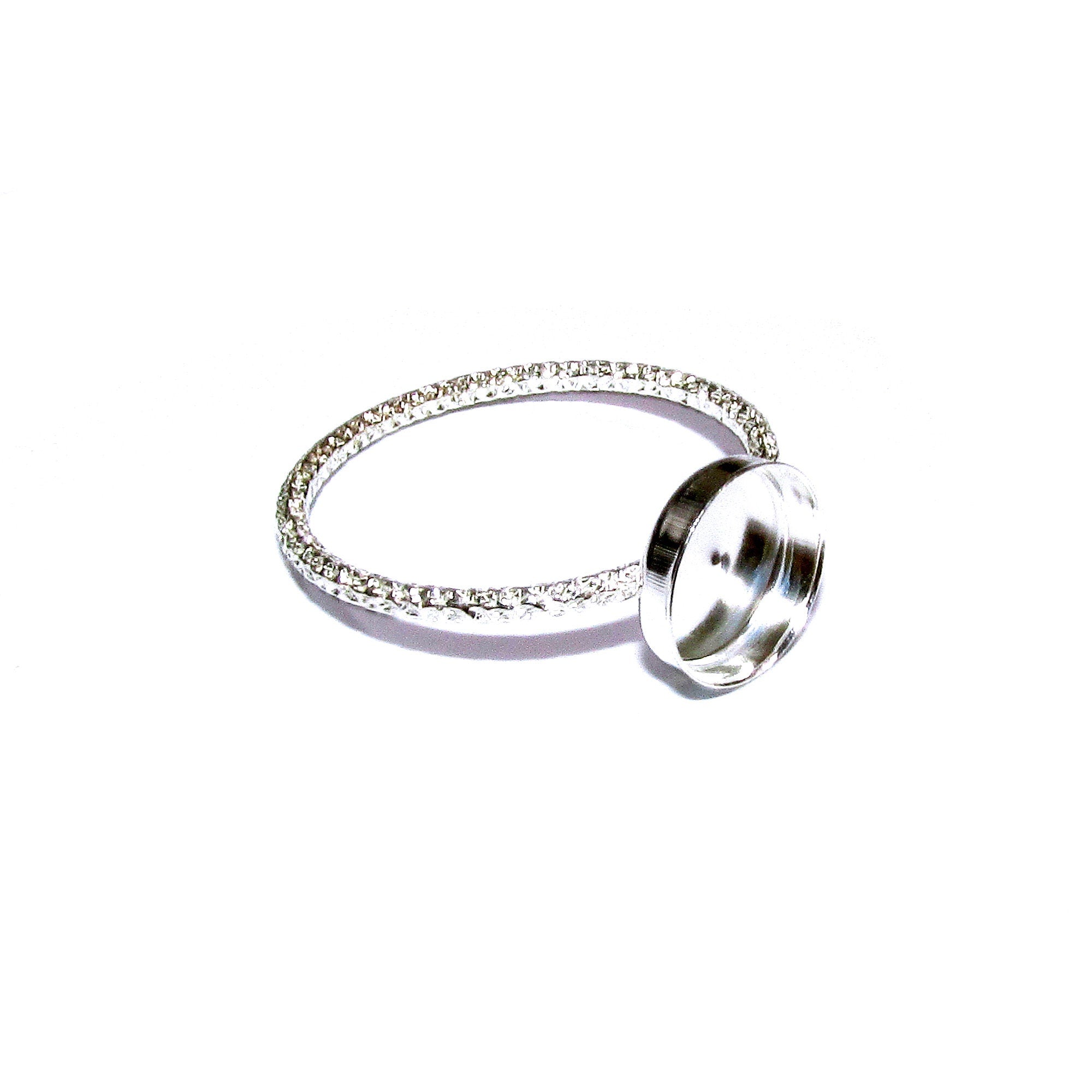 925 sterling silver blank ring with bezel cup 8 mm size 4, 5, 6, 7, 8, 9, 10, 11, bezel cup, base ring, Jewelry making, Setting - 1 piece
