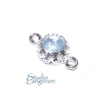 925 Sterling Silver natural blue topaz round Link Connector size 14x7mm, Natural blue topaz silver link, Jewelry making, Connector - 1 piece