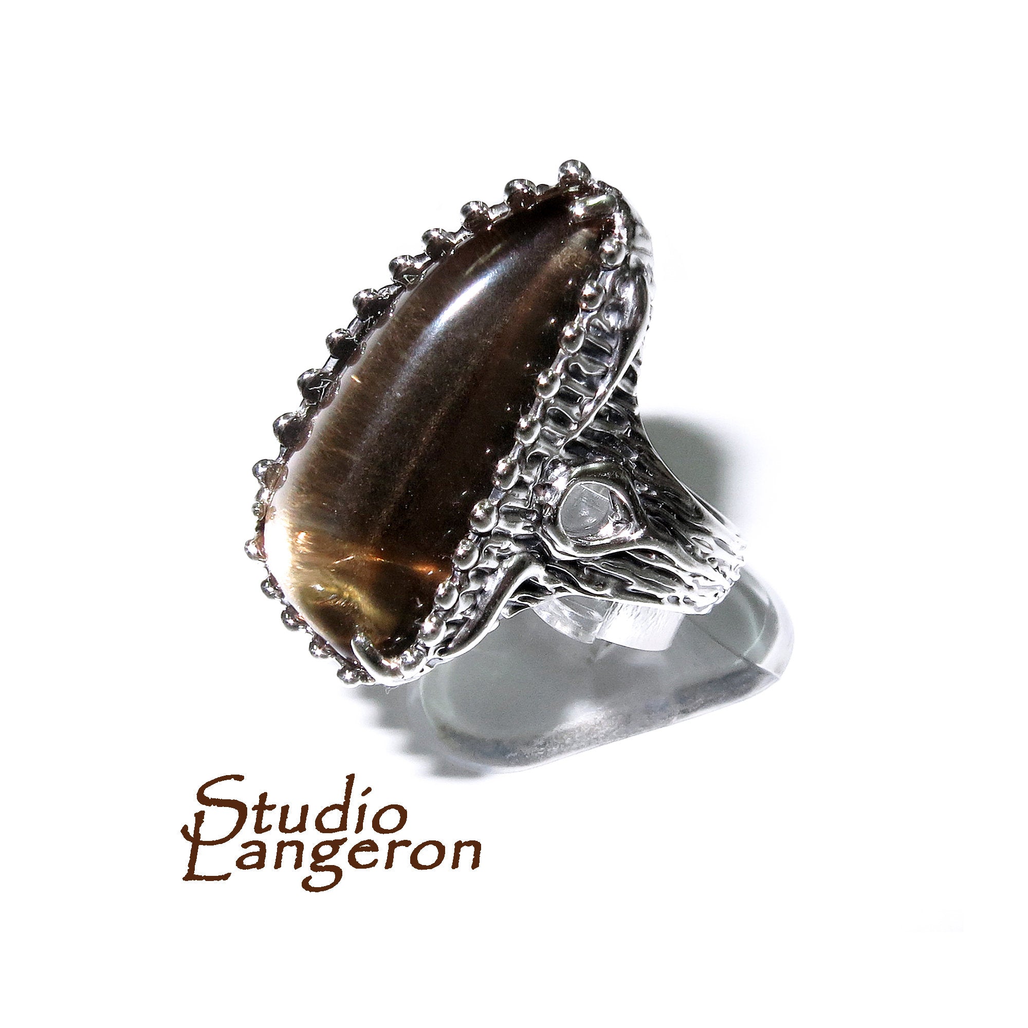 Statement Rauch topaz ring 925 sterling silver size 7 1/2, handmade ring, single copy, unique design, Rauch topaz, silver ring, gemstone
