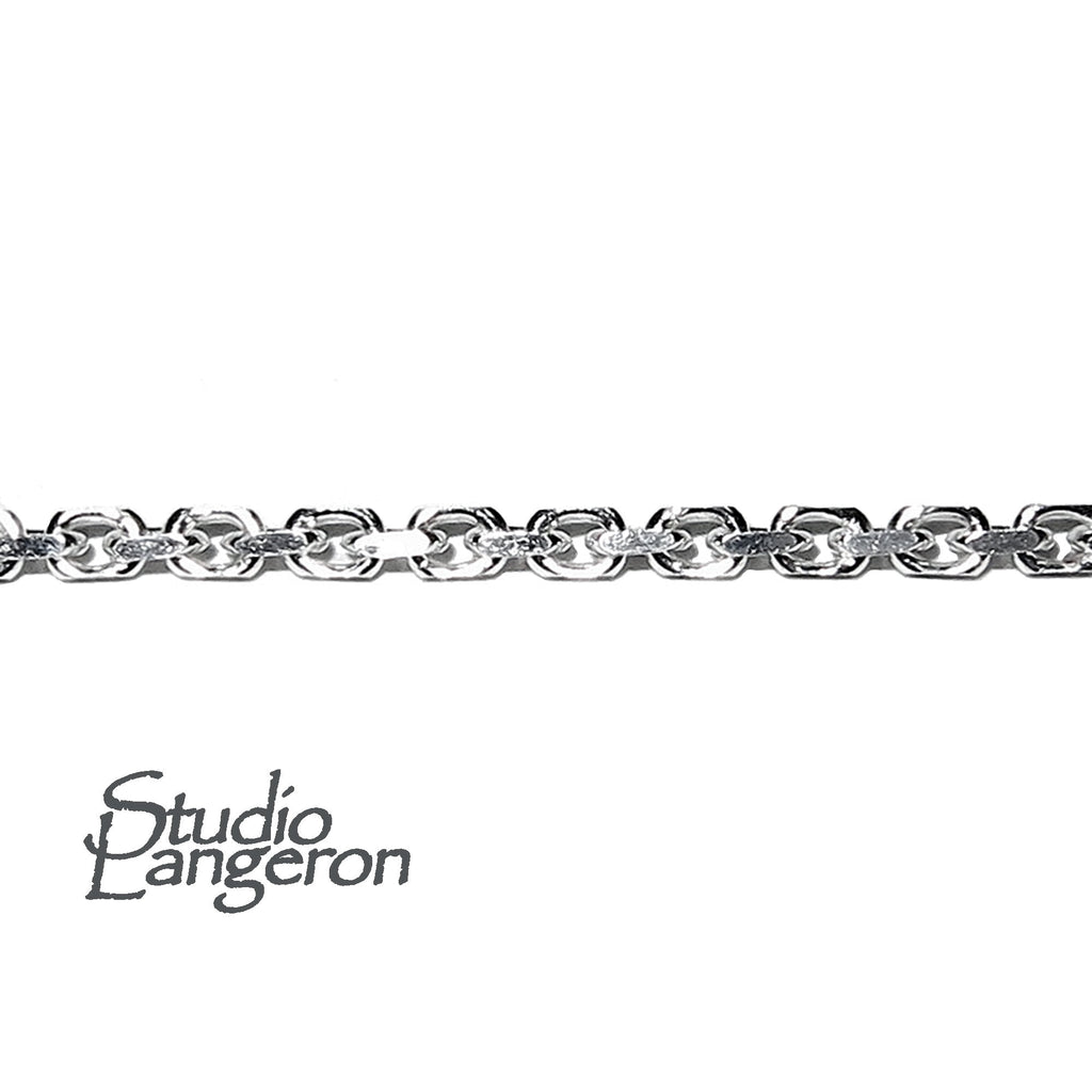 1.8 mm Sterling Silver Diamond Cut Drawn Oval Cable Chain, shiny chain, silver chain, sterling silver chain, Jewelry making - 1 Ft (30 cm)
