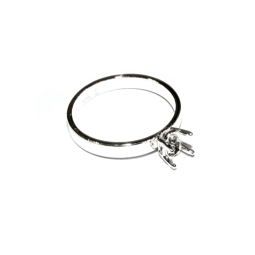925 sterling silver blank ring with oval 4-Prong Settings 4x6mm size 4-11, Jewelry making, Ring mounting, Base ring, Prong setting - 1 piece