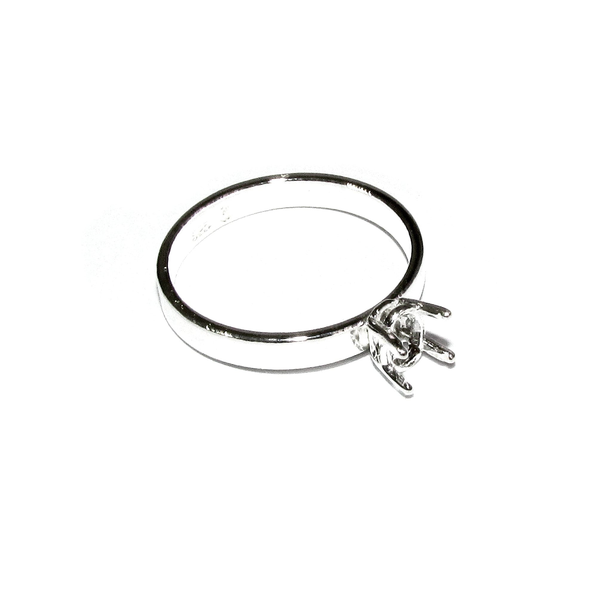 925 sterling silver blank ring with oval 4-Prong Settings 4x6mm size 4-11, Jewelry making, Ring mounting, Base ring, Prong setting - 1 piece
