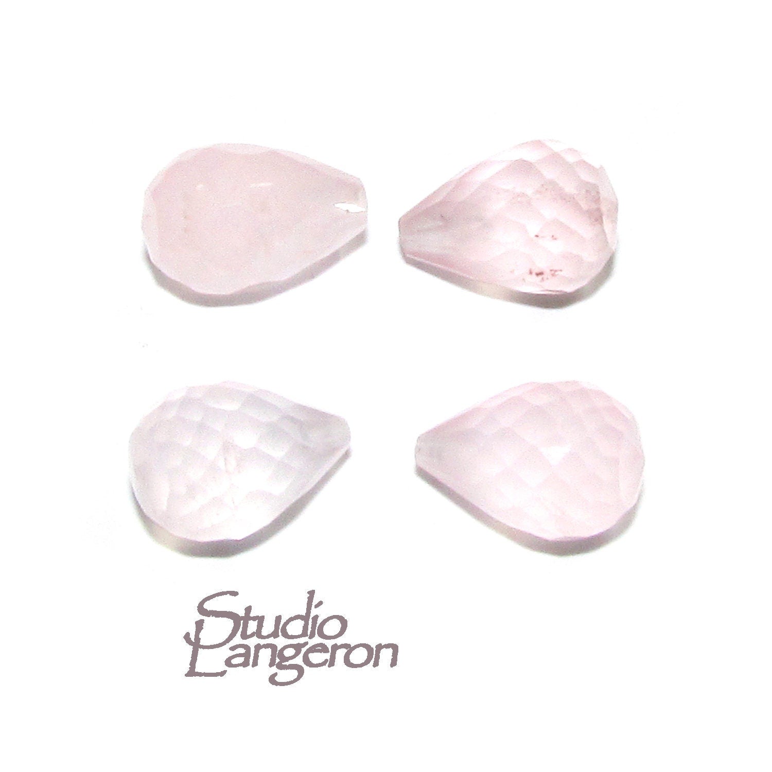 Natural Rose quartz Teardrop faceted Small Beads size 6x9 mm, Rose quartz Gemstone, Matched Half Drilled Beads, Jewelry making - 1 piece
