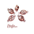 14K Rose Gold Filled White topaz oval Link Connector size 13.0x7.0 mm, Rose gold filled link, Link connector, Jewelry making - 1 piece