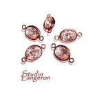 14K Rose Gold Filled White topaz oval Link Connector size 13.0x7.0 mm, Rose gold filled link, Link connector, Jewelry making - 1 piece