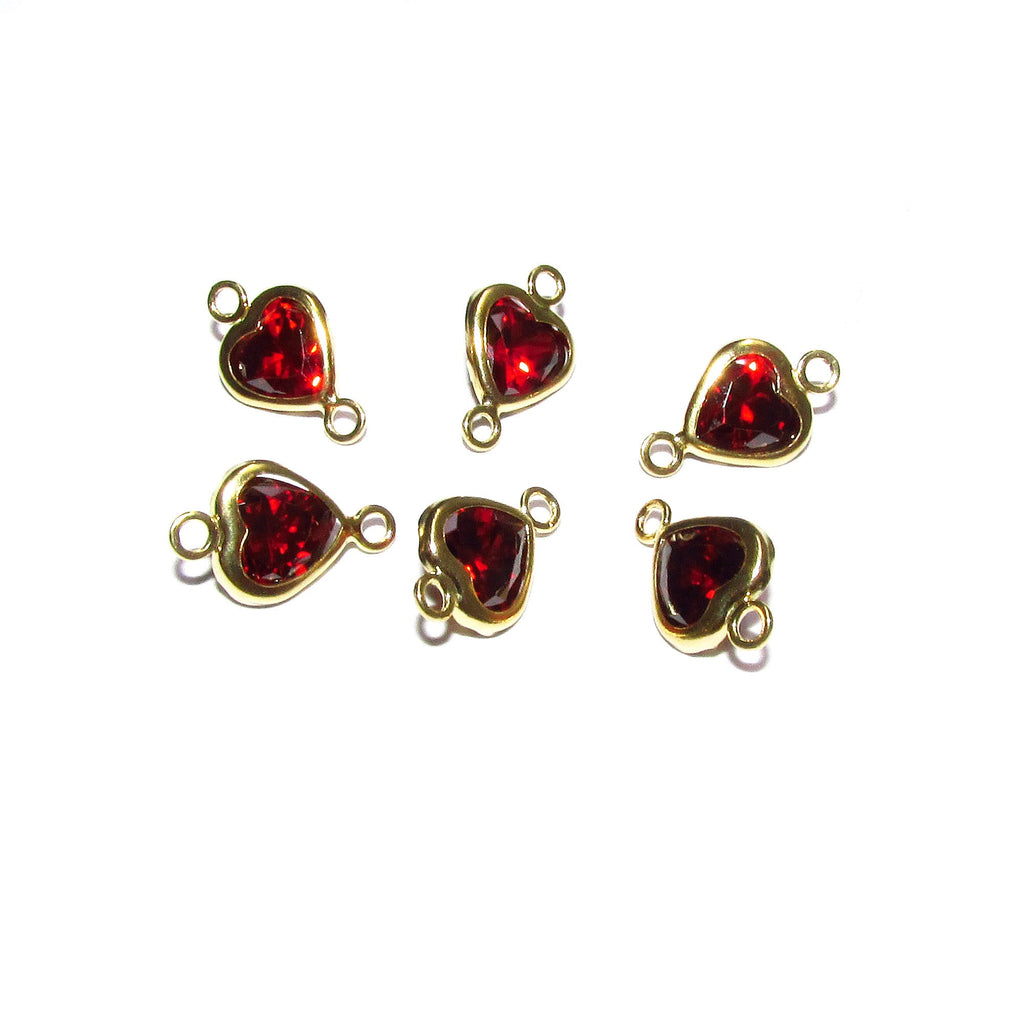 14K Gold Filled Garnet heart Link Connector size 11.5x7.0 mm, Garnet gold filled link, Garnet link connector, Jewelry making - 1 piece