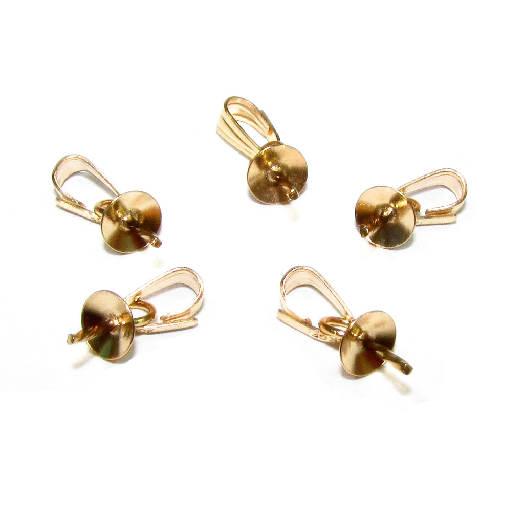 14K yellow gold filled snap-on bail and bead cap 4 mm, Jewelry making, Bail snap-on gold filled, Bail findings, Gold filled - 1 piece