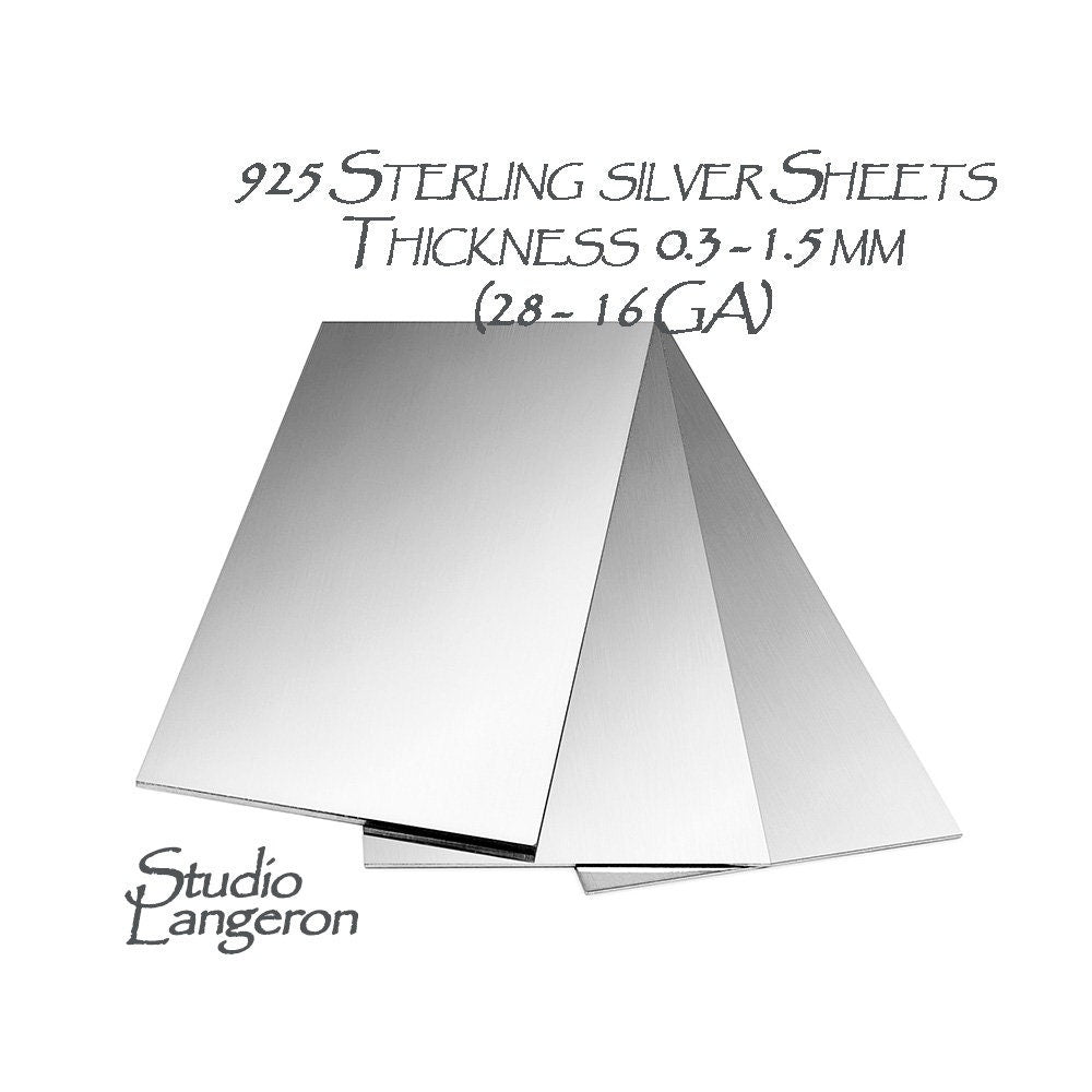 925 Sterling silver sheets Thickness 0.3 - 1.5 mm size 5x10, 10x10 cm, 925 Sterling silver, Jewelry making, 925 Silver Sheets - 1 piece