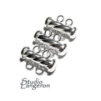 925 Sterling Silver Twisted Tube Bar Clasp 2-Hole size 4.3x16 mm, Silver Clasps, Slide Clasps, Sterling silver, Jewelry making - 1 piece