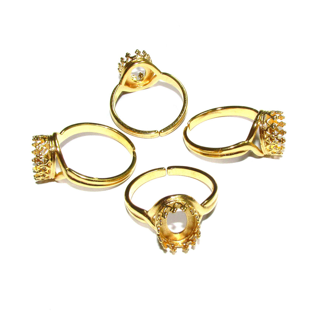 14K Yellow gold filled open blank ring with bezel cup 8x10 mm, base ring, Setting, bezel cup, jewelry making, ring gold filled - 1 piece
