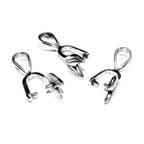 925 Sterling silver Leaf Double Pinch Pendant Bail with Ring - 1 piece