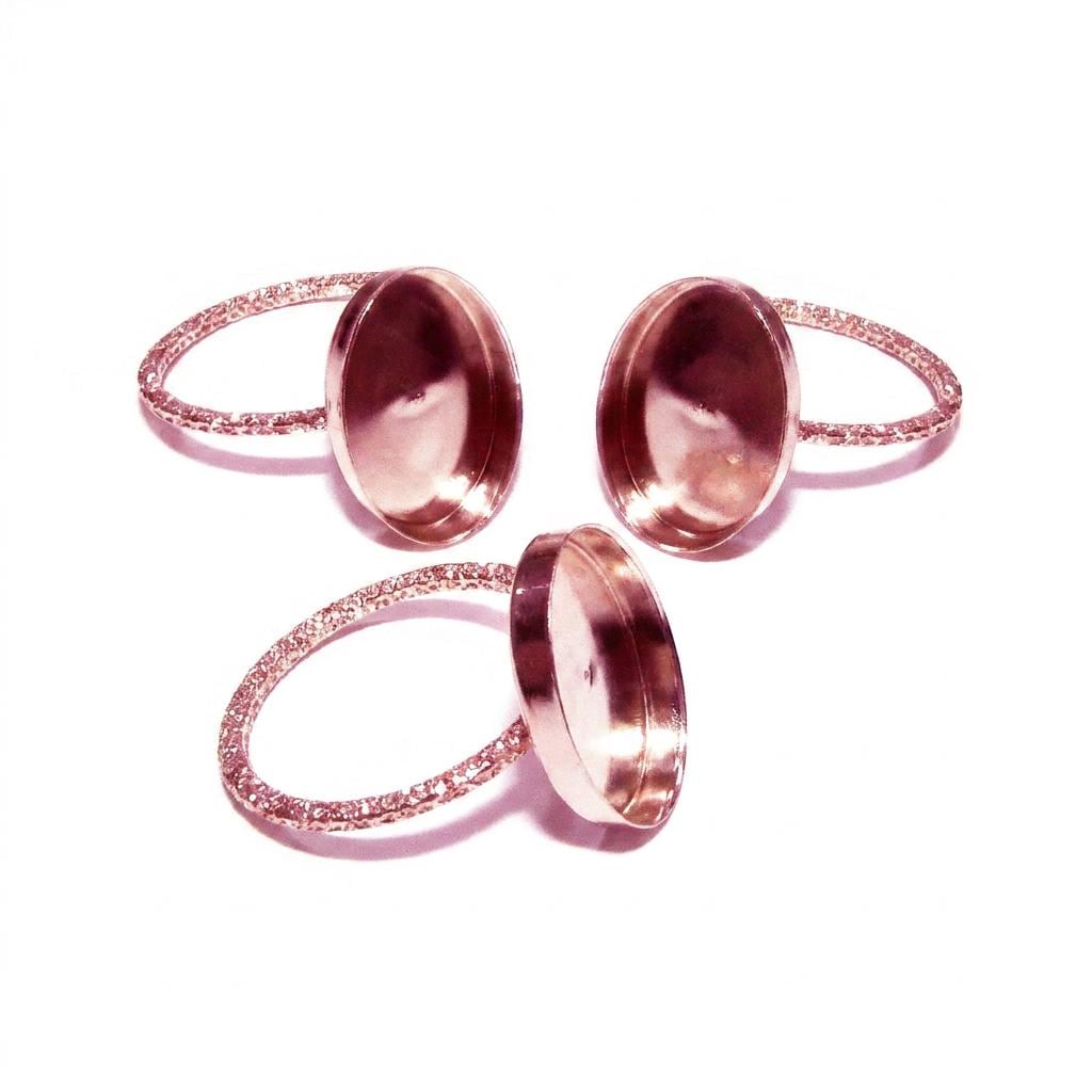 14K Rose gold filled decorative blank ring with bezel cup 12x16 mm size 4 - 11, Base ring, Bezel cup, Setting, Jewelry making - 1 piece