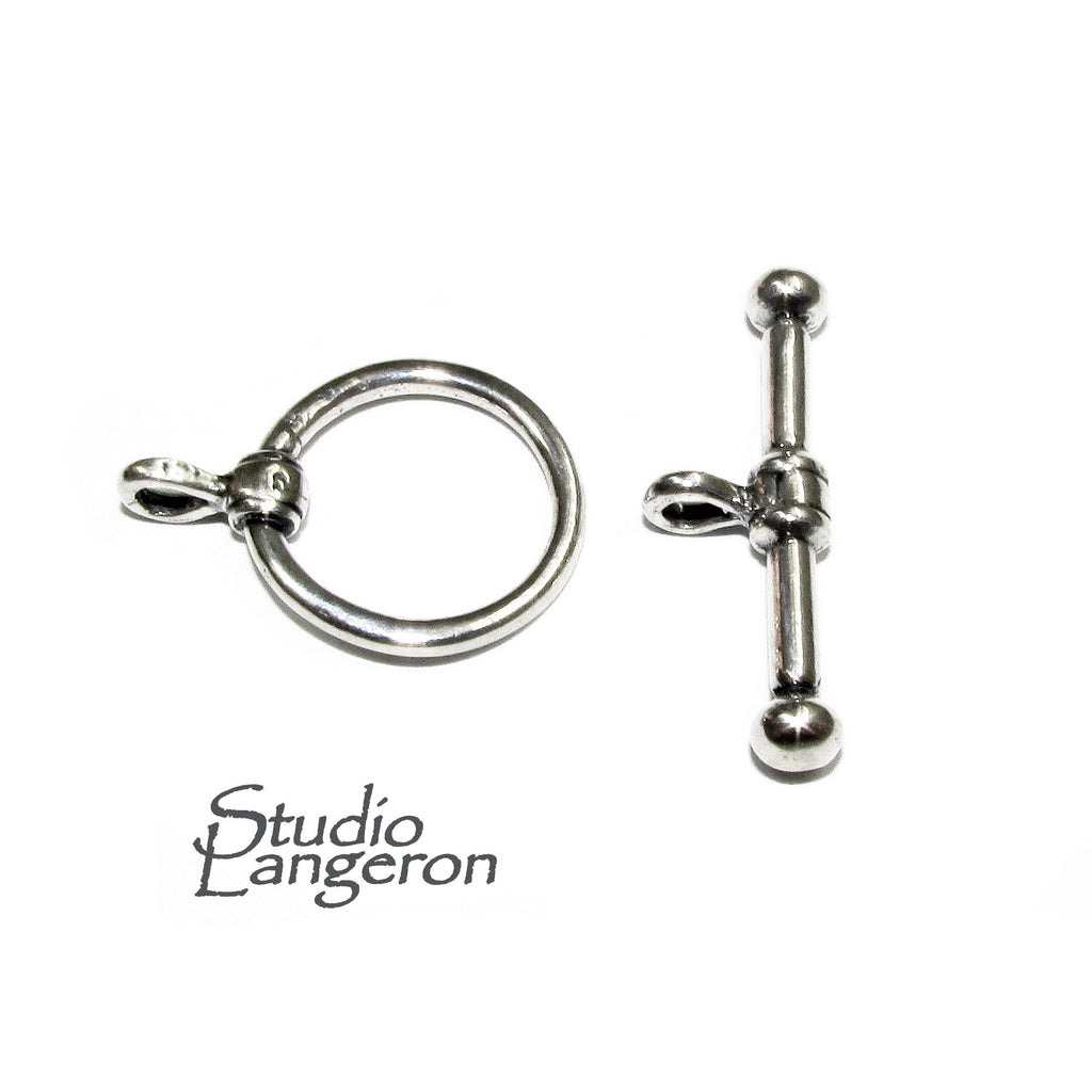 925 Sterling Silver Ball-End Toggle Clasp size 15.8 mm, Toggle clasp, Clasp, Sterling silver, Jewelry making, Silver clasp - 1 piece