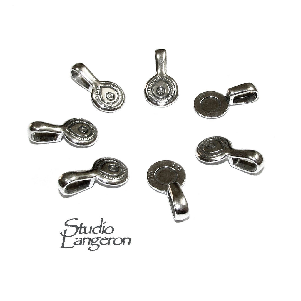 925 Sterling silver large Glue-on Flat Pad Pendant Bails, Jewelry making, Bail silver, Bail finding, Glue-on bail, Silver Bail - 1 piece