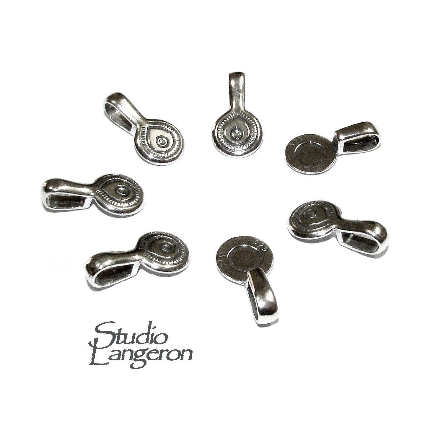925 Sterling silver large Glue-on Flat Pad Pendant Bails, Jewelry making, Bail silver, Bail finding, Glue-on bail, Silver Bail - 1 piece