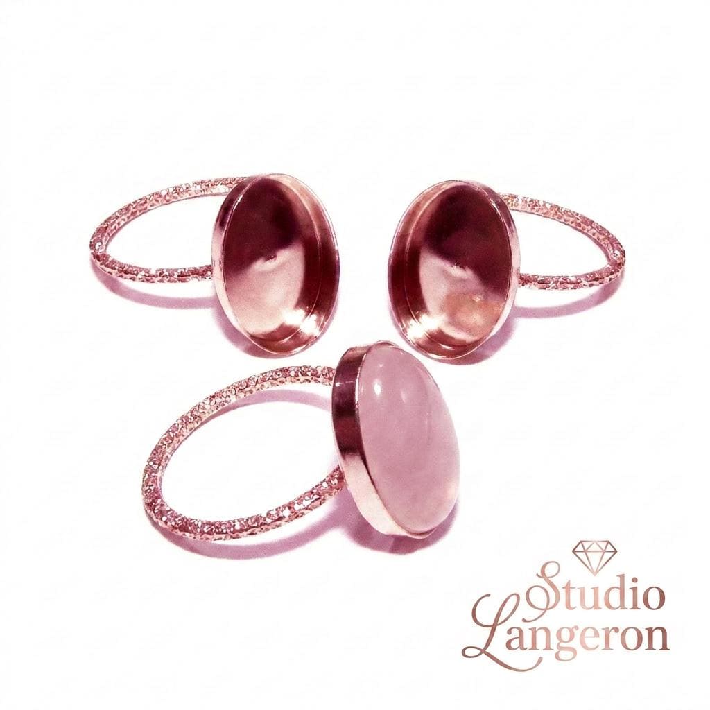 14K Rose gold filled decorative blank ring with bezel cup 12x16 mm size 4 - 11, Base ring, Bezel cup, Setting, Jewelry making - 1 piece