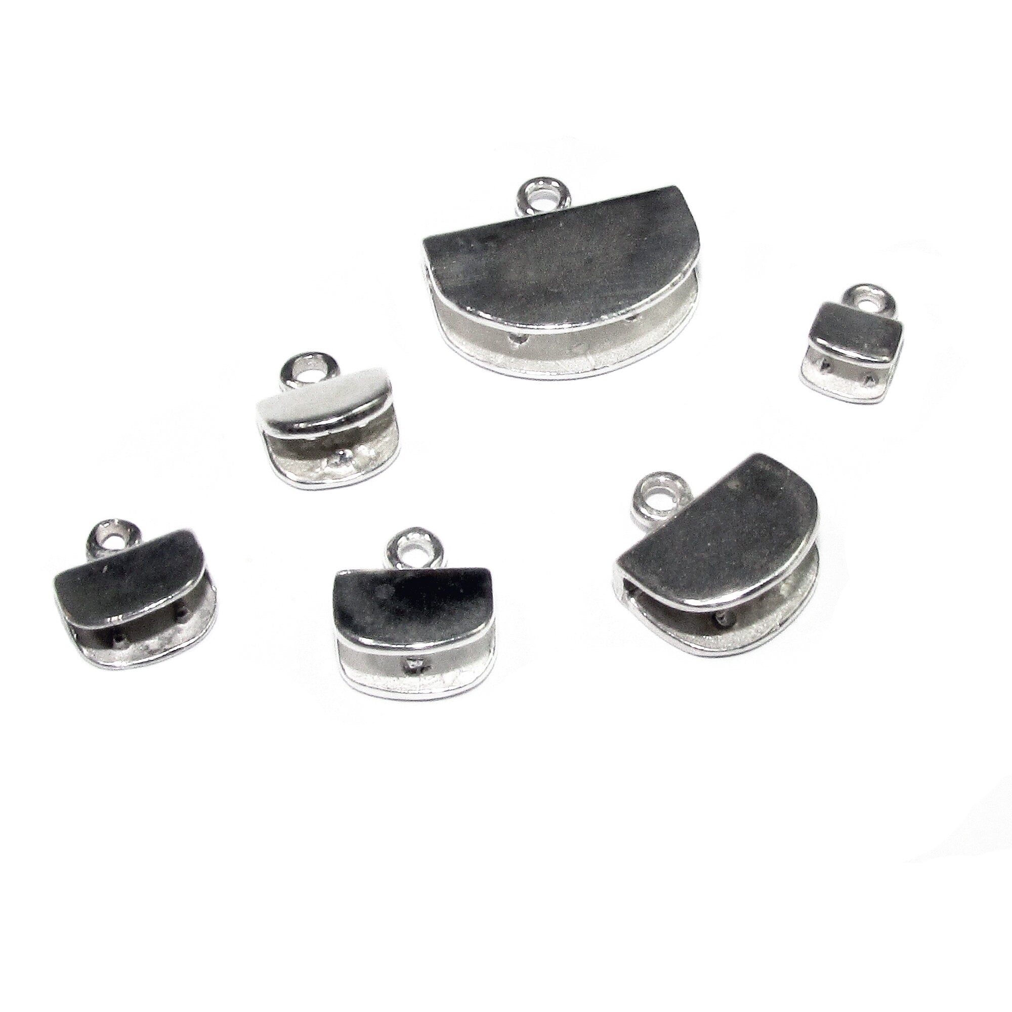 925 Sterling Silver Pinch End Caps, Jewelry making, flat end cap, Cord end caps, size 4.0, 4.5, 7.0, 8.0, 9.5, 14.0 mm - 1 pair (2 piece)