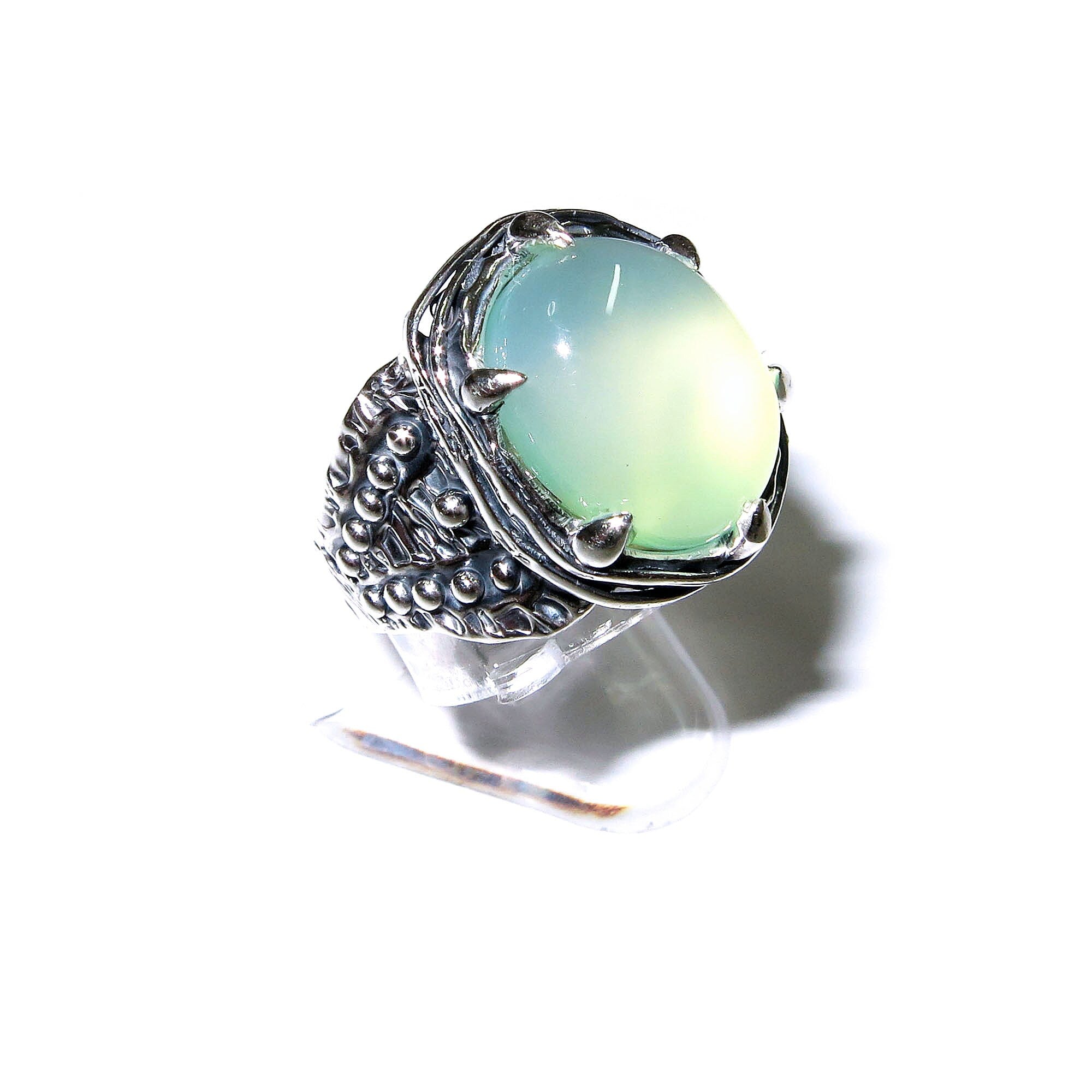 Statement Chalcedony ring 925 sterling silver size 6 1/2, Handmade ring, single copy, 925 sterling silver, Natural Chalcedony, gemstone