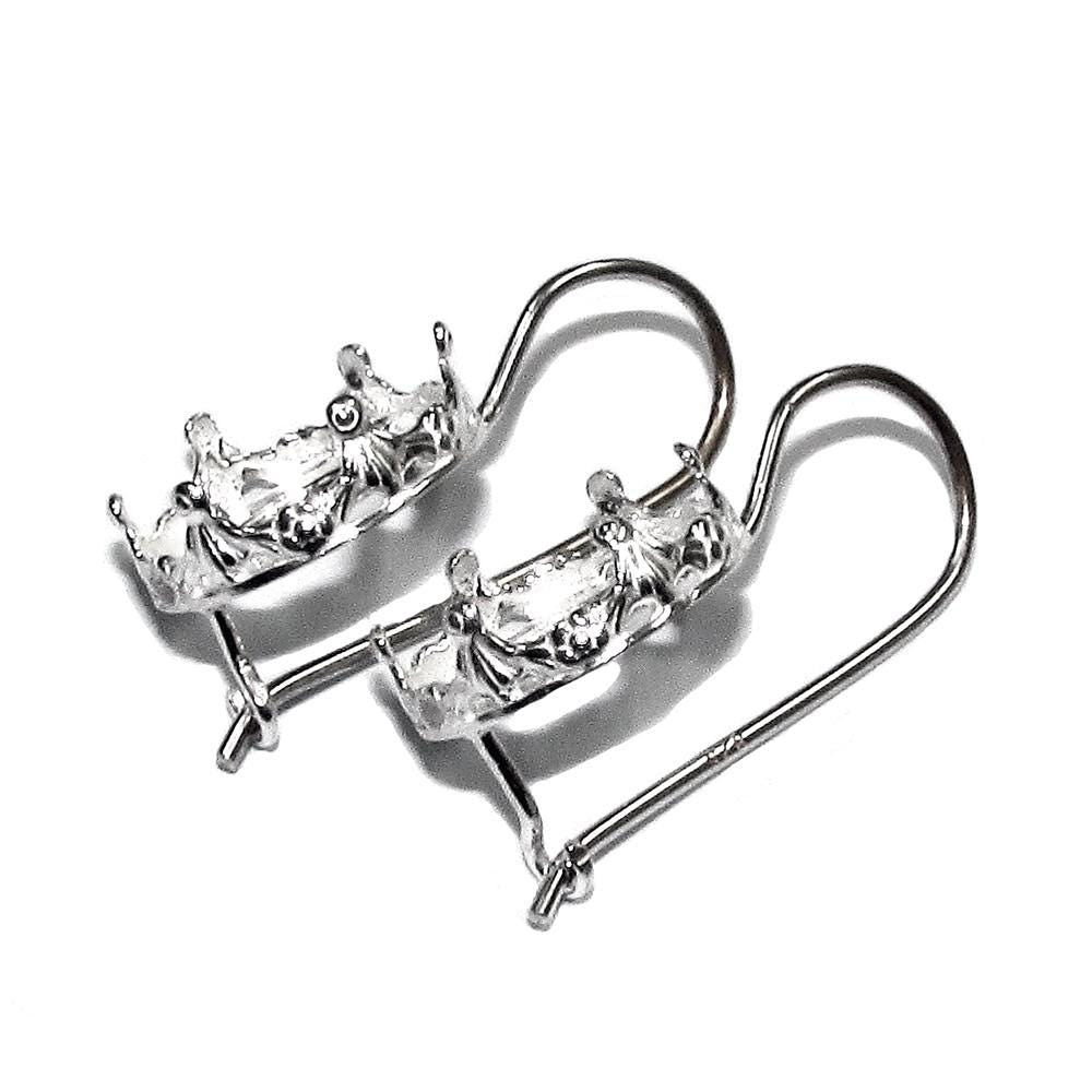 925 sterling silver blank earrings with bezel cup size 8 - 18mm, model 1231, Jewelry making, Setting, base earrings - 1 pair (2 pieсes)