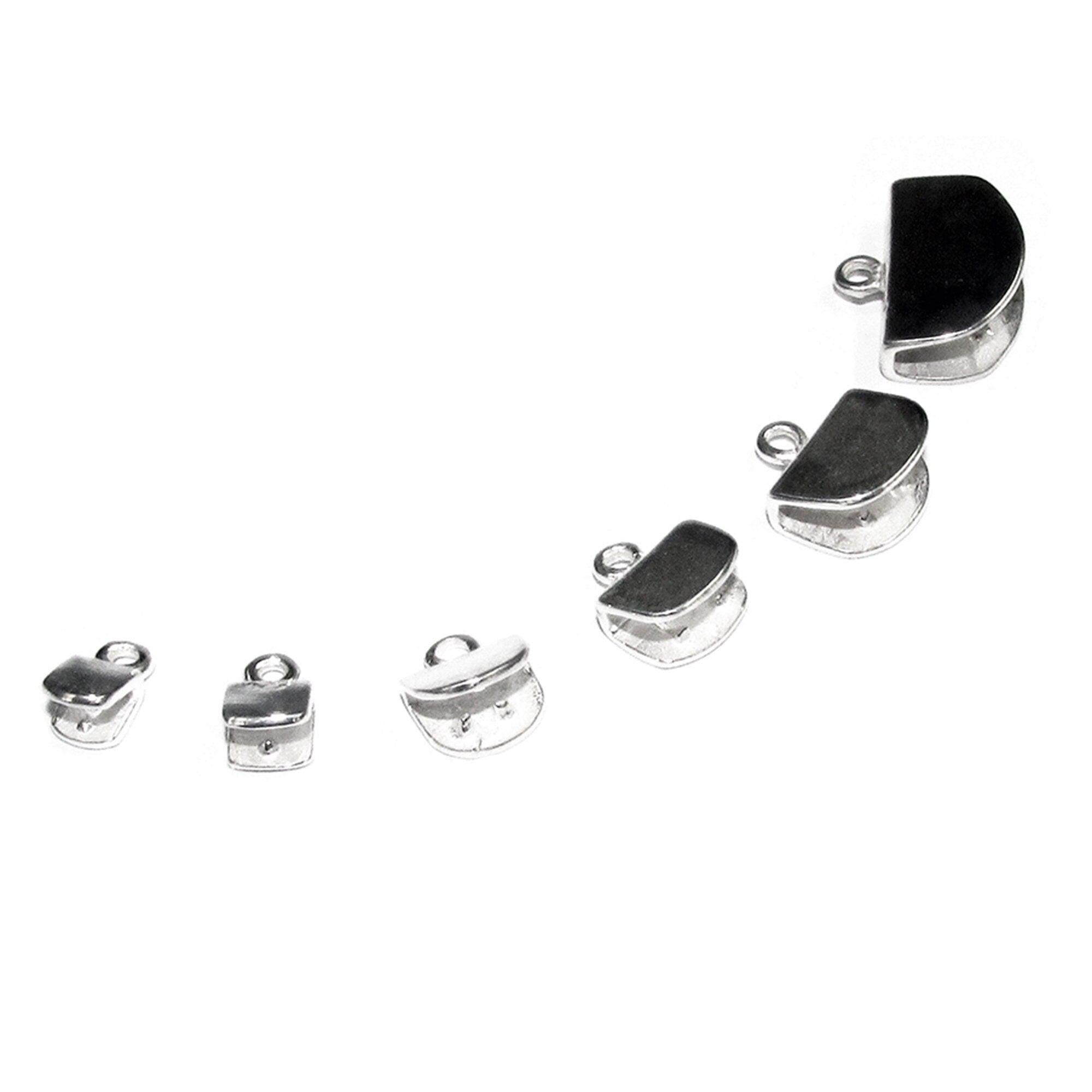 925 Sterling Silver Pinch End Caps, Jewelry making, flat end cap, Cord end caps, size 4.0, 4.5, 7.0, 8.0, 9.5, 14.0 mm - 1 pair (2 piece)