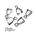 925 Sterling silver Small Pinch Pendant Bail with Ring - 1 piece