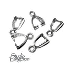 925 Sterling silver Small Pinch Pendant Bail with Ring - 1 piece